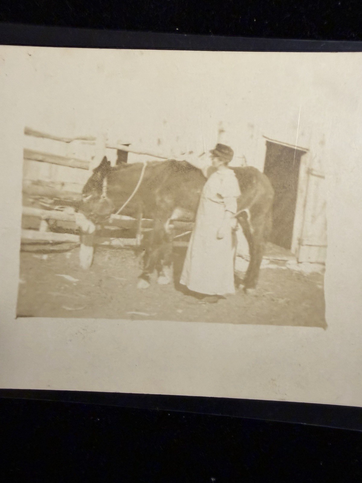 Vintage Antique RPPC Woman With Horse Farm Barn Rural Americana c1910s Photo Vintage Antique RPPC Woman With Horse Farm Barn Rural Americana c1910s Photo