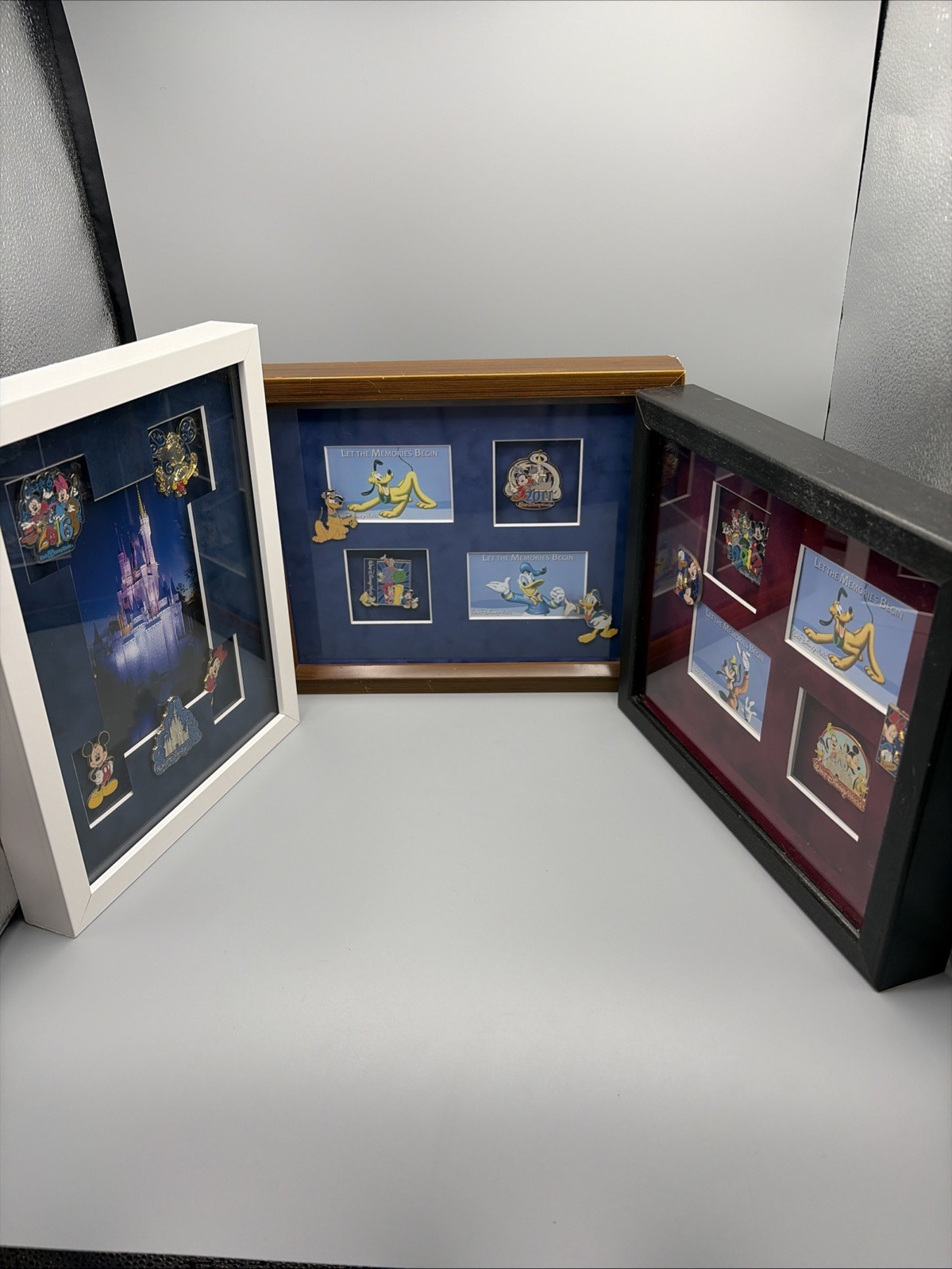 3 Disney Matted Pictures and Authentic Disney Pins 3 Disney Matted Pictures and Authentic Disney Pins