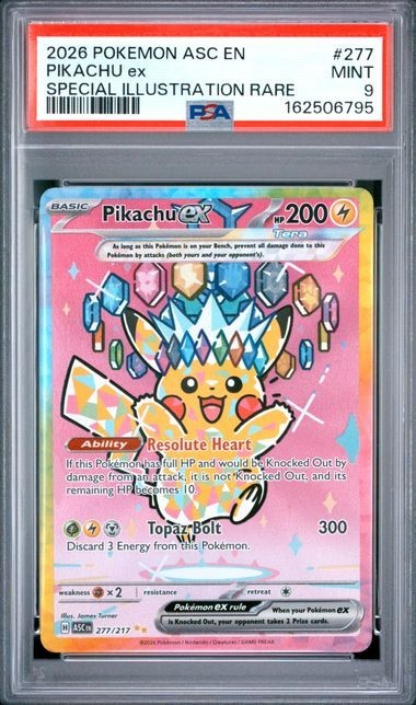 2026 POKEMON ASCENDED HEROES ULTRA RARE PIKACHU EX 277/217 PSA 9 2026 POKEMON ASCENDED HEROES ULTRA RARE PIKACHU EX 277/217 PSA 9