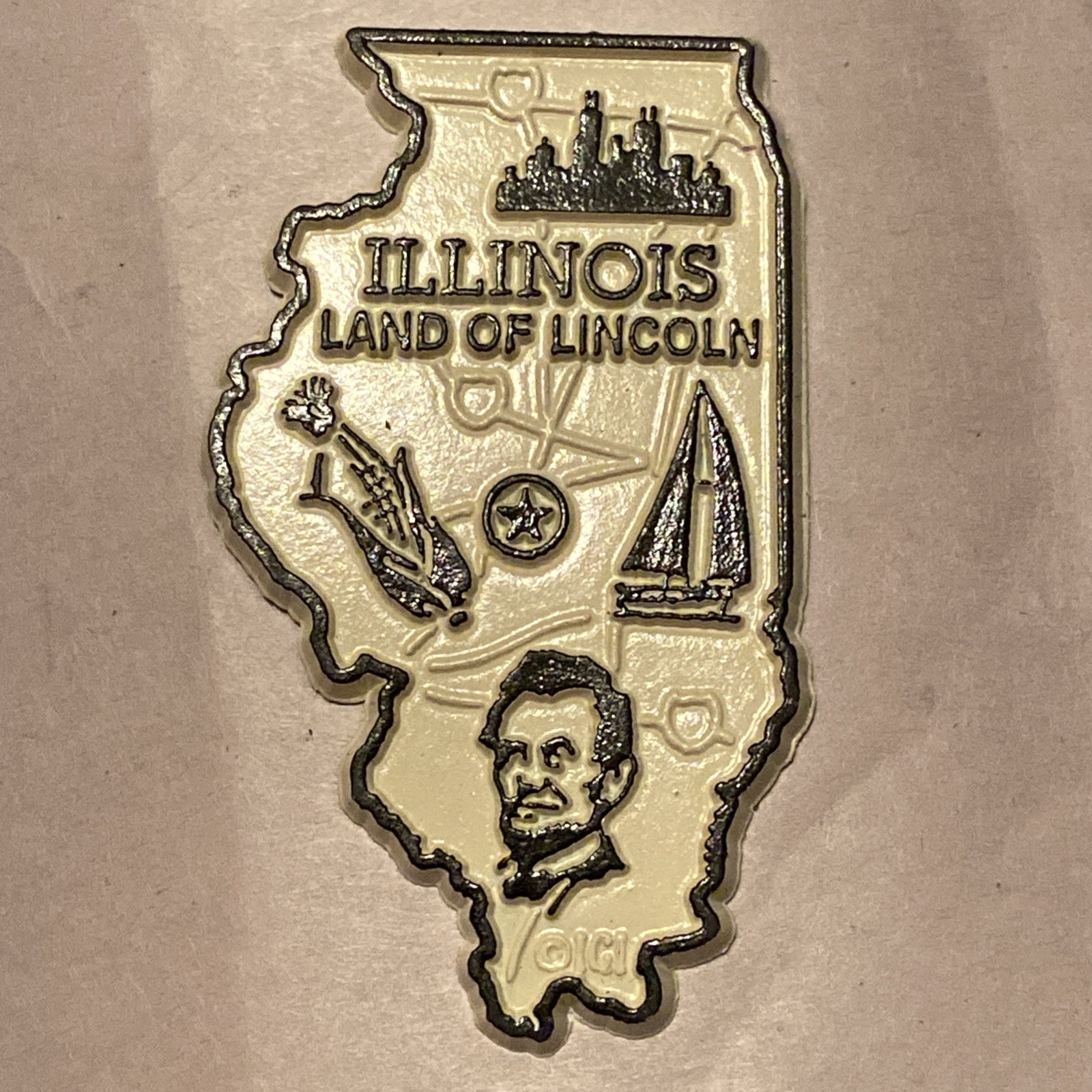 Illinois Land of Lincoln State-Shaped Magnet Illinois Land of Lincoln State-Shaped Magnet