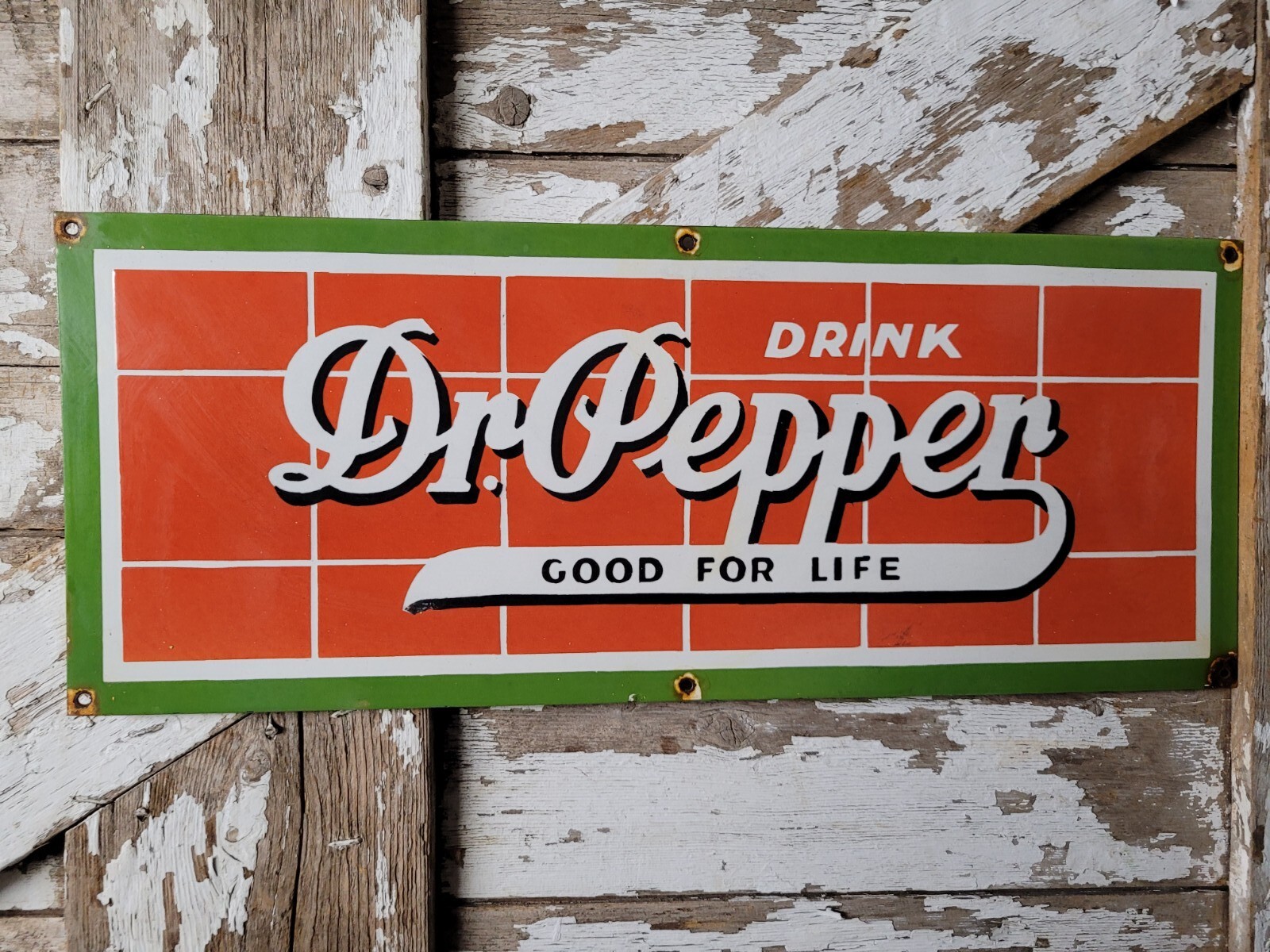 VINTAGE DR PEPPER PORCELAIN SIGN 28" OLD BEVERAGE ADVERTISING SODA DRINKSTORE VINTAGE DR PEPPER PORCELAIN SIGN 28" OLD BEVERAGE ADVERTISING SODA DRINKSTORE