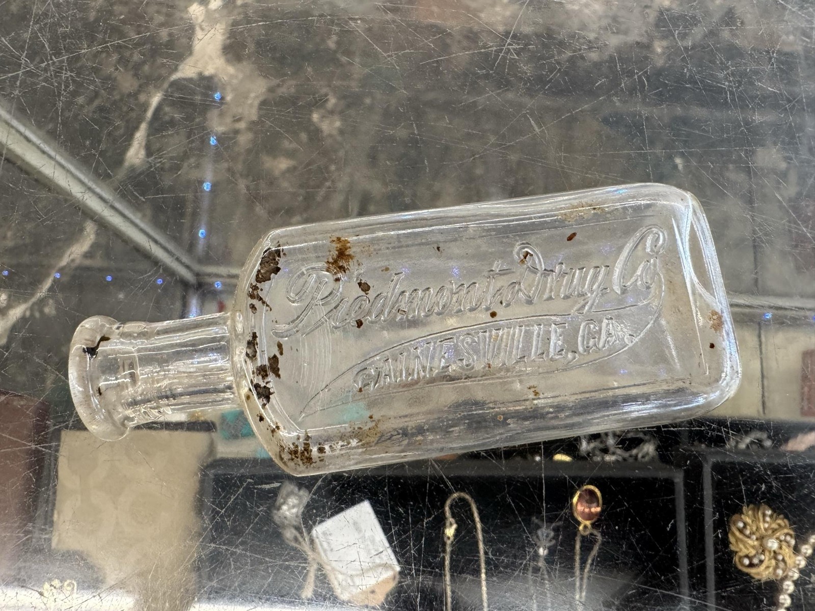 Vintage Piedmont Drug Co Medicine Bottle Gainesville GA Clear Glass Embossed