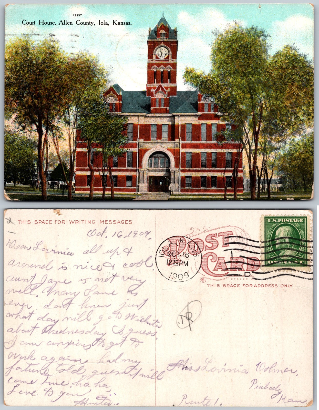 Court House Allen County Iola Kansas Postcard Court House Allen County Iola Kansas Postcard