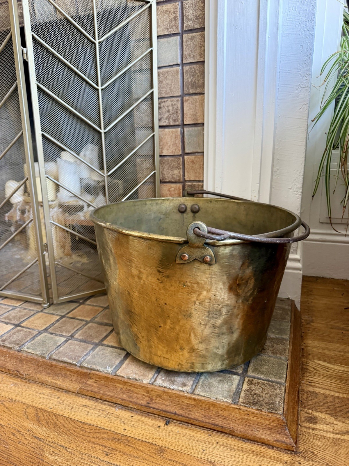 Antique Brass Swing Kettle Large