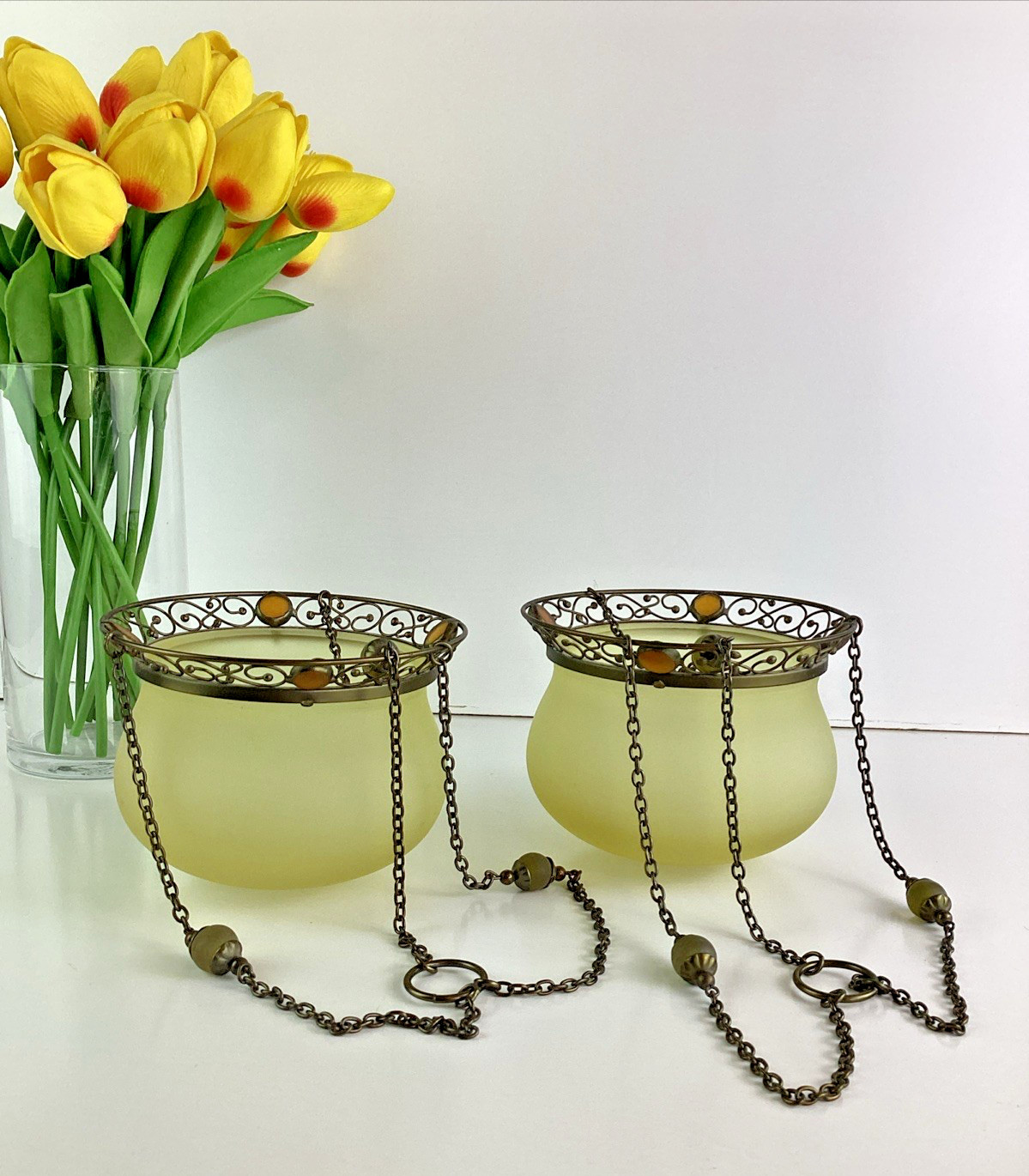 PartyLite Paris Retro Hanging Candle Lamp Set Of 2