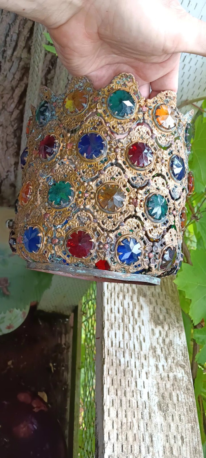 Huge Victorian Antique 1880's Cabochon Jeweled Lamp Shade Huge Victorian Antique 1880's Cabochon Jeweled Lamp Shade