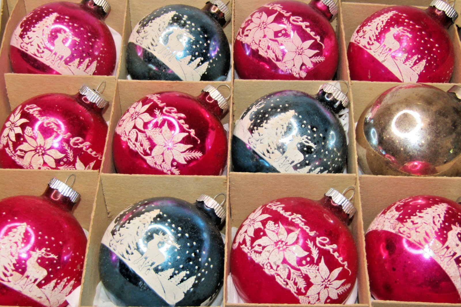 Lot VTG Glass POINSETTIA REINDEER Pictured BALL Christmas Ornaments Shiny Brite Lot VTG Glass POINSETTIA REINDEER Pictured BALL Christmas Ornaments Shiny Brite