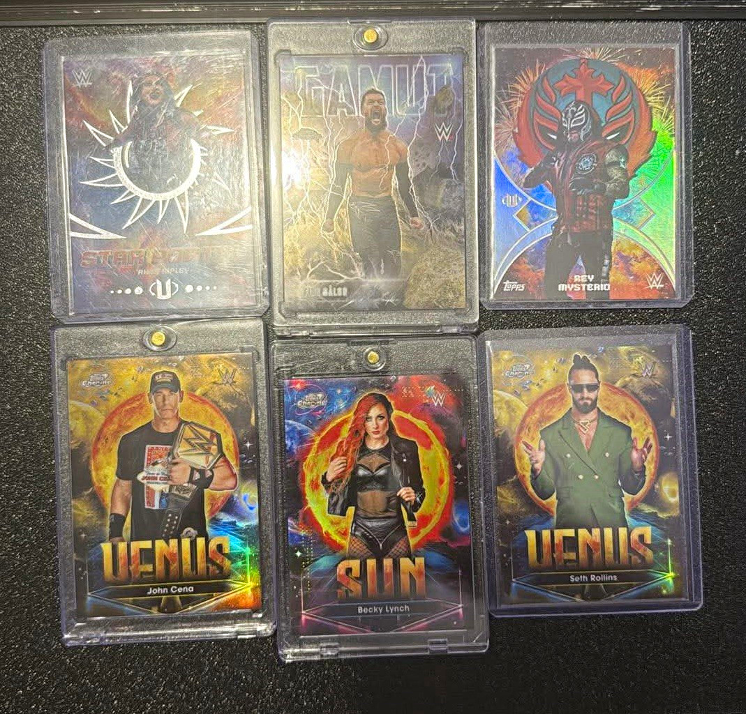 Topps 2023 WWE Chrome Case hits 6-Card Lot John Cena Becky Lynch Rey Seth Rollin
