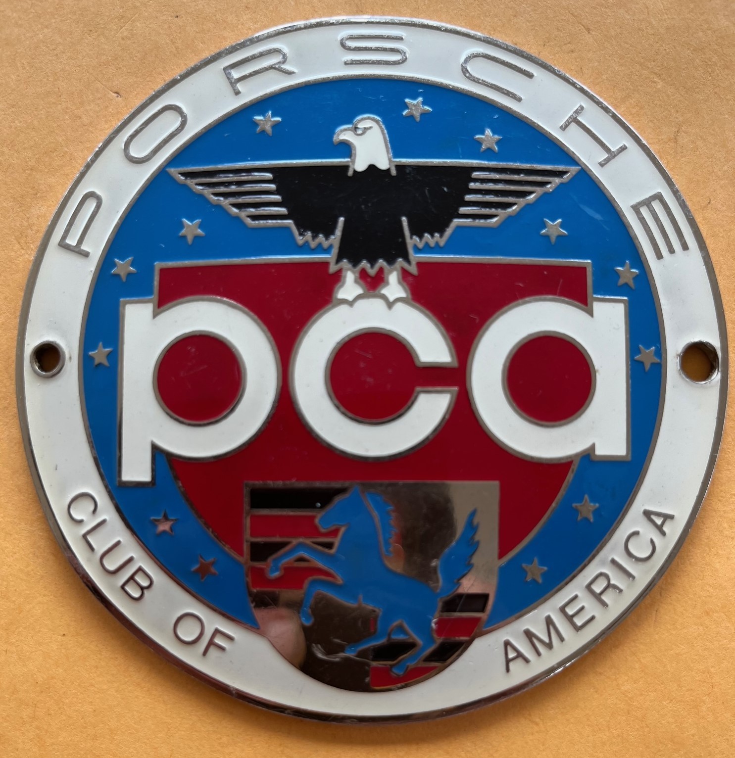 Badge Porsche auto car PCA Porsche Club of America USA grill radiator badge M Badge Porsche auto car PCA Porsche Club of America USA grill radiator badge M