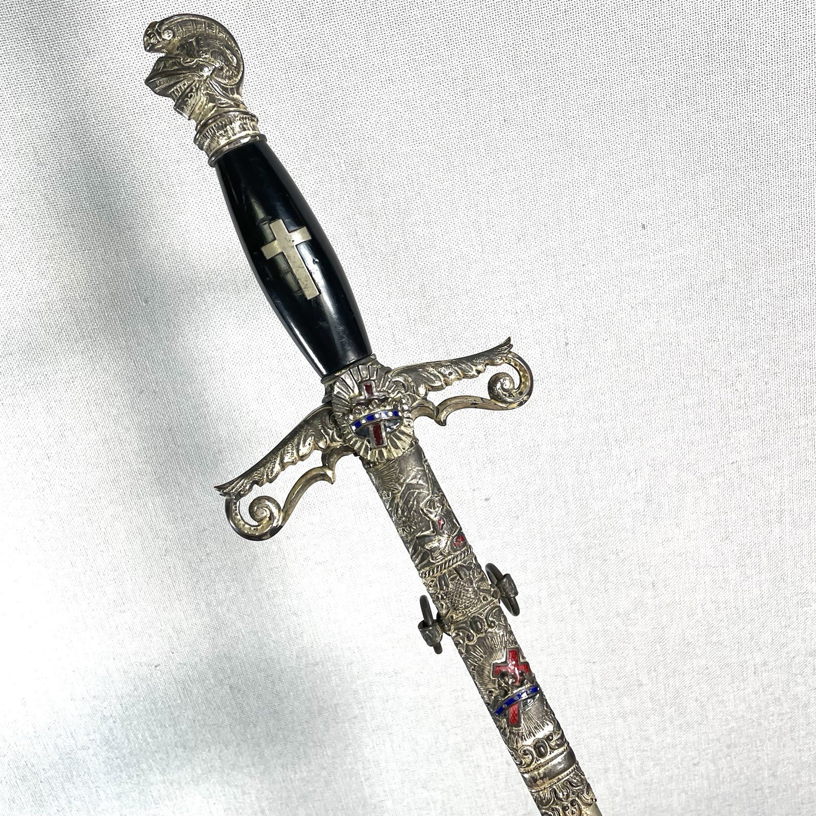 Antique Henderson-Ames Masonic Knights Templar Ceremonial Etched Blade Sword Antique Henderson-Ames Masonic Knights Templar Ceremonial Etched Blade Sword
