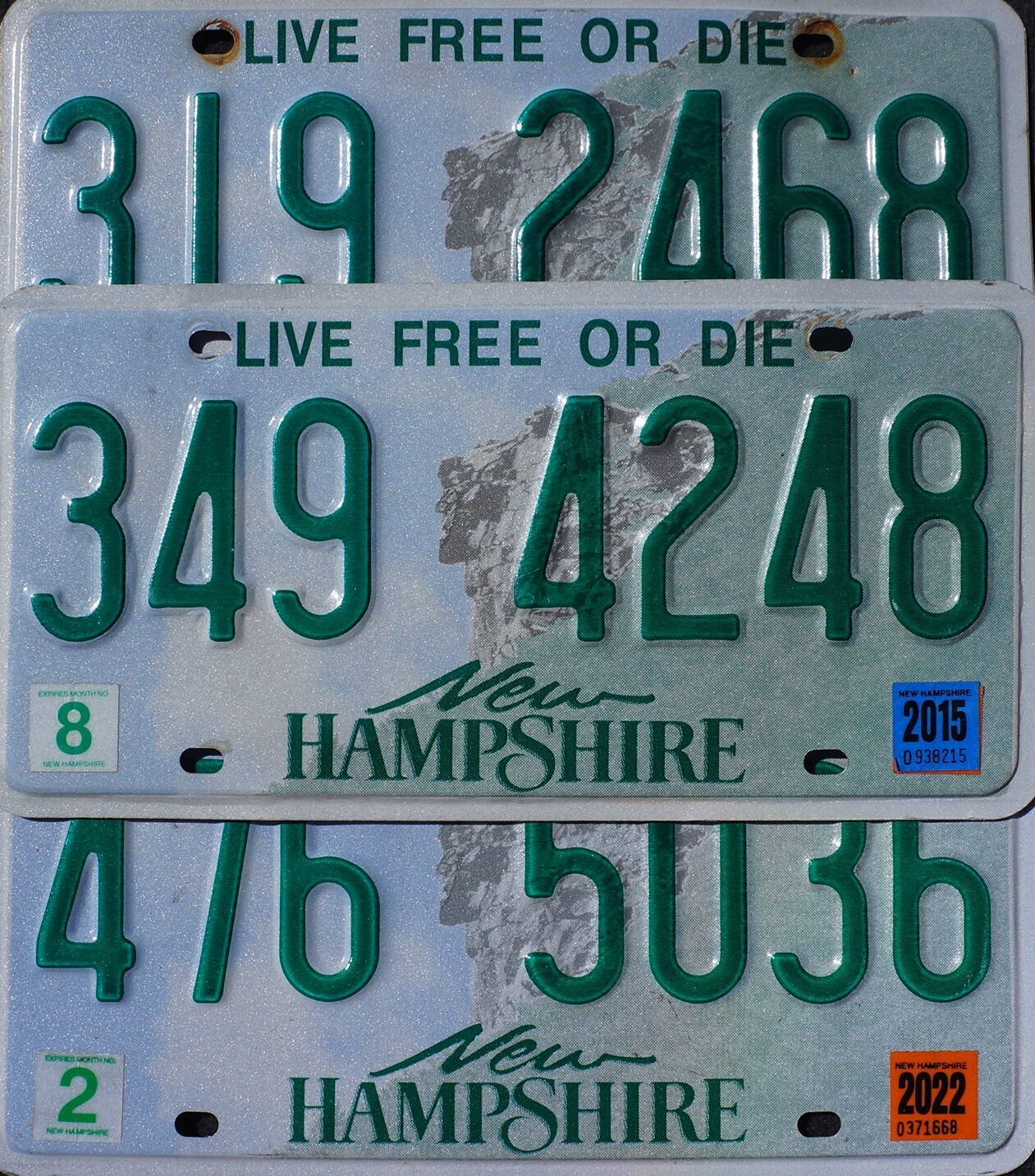 One Random NEW HAMPSHIRE LICENSE PLATE Live Free or Die Green License Plate Tags