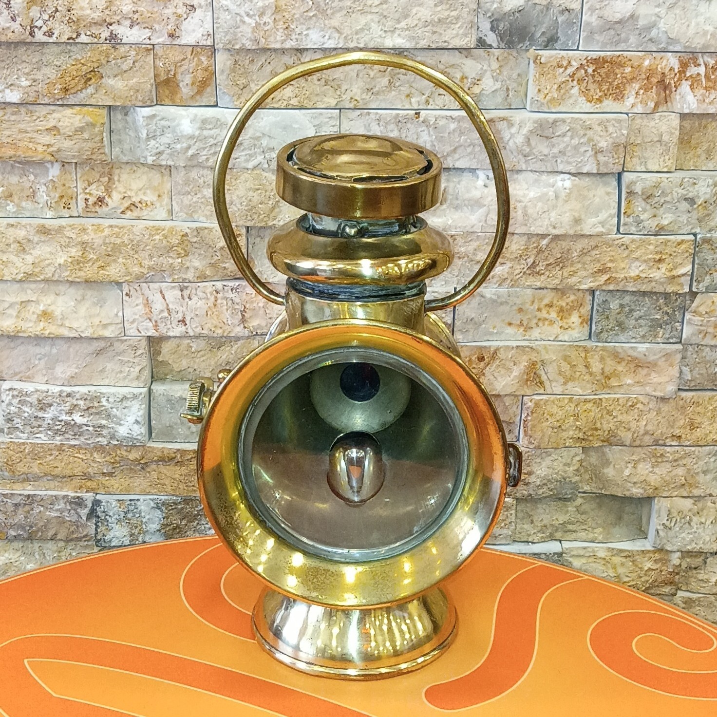 Vintage Brass HOWES & BURLEY BIRMINGHAM ILLUMINATED SIDE CAR LAMP Old Original
