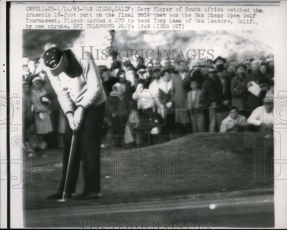 1963 Press Photo Gary Player in San Diego Open in California - net18581