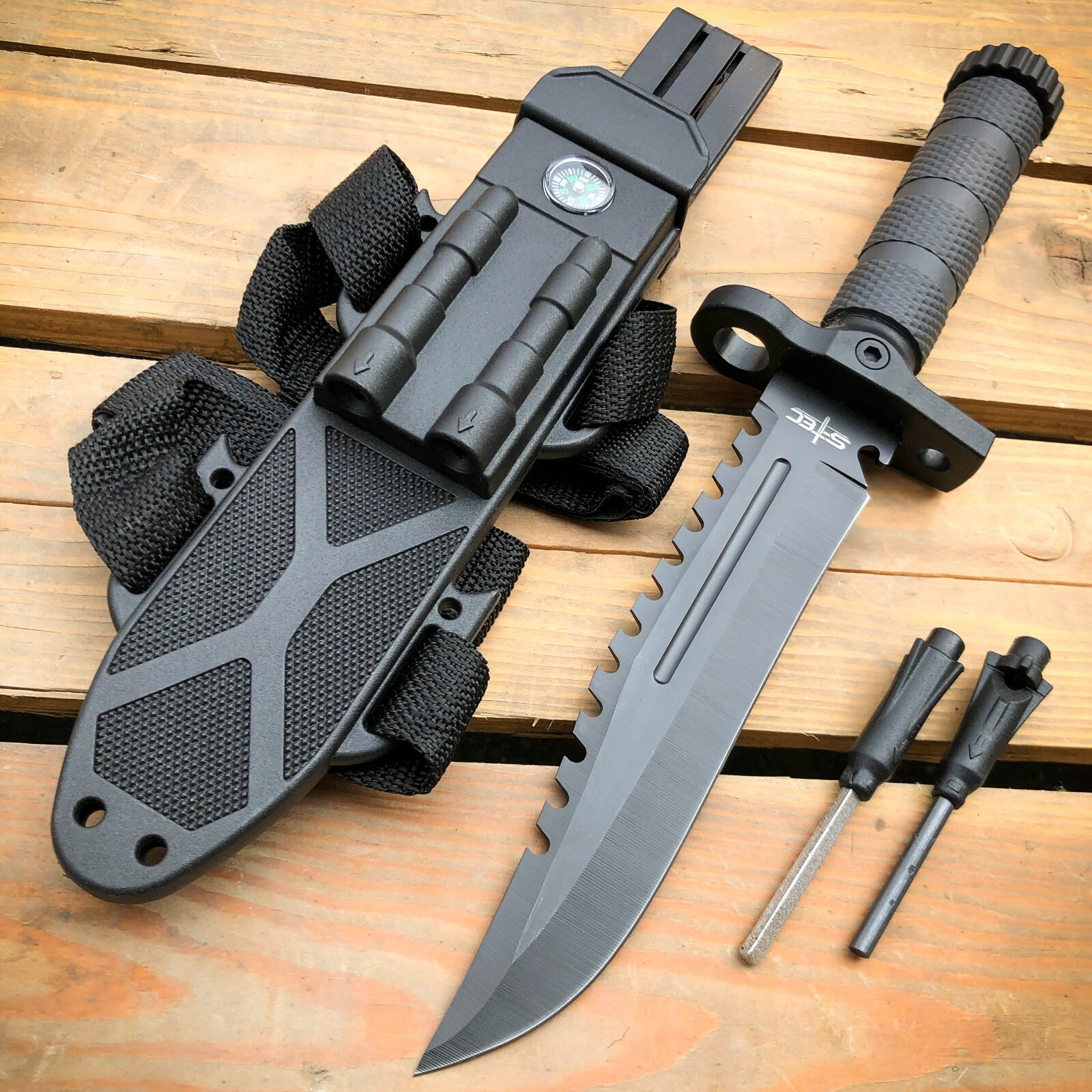 12.5" MILITARY Hunting TACTICAL FIXED BLADE SURVIVAL Army Knife w Fire Starter