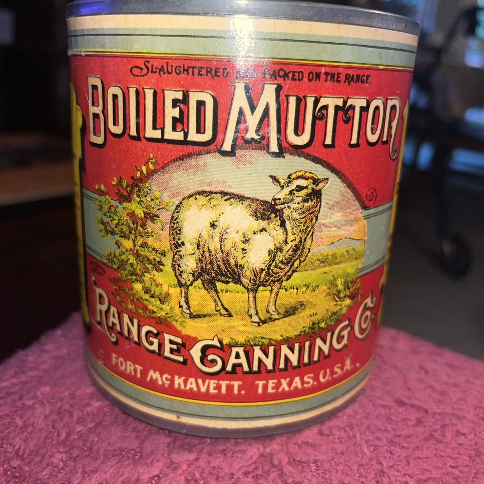 Rare Range Canning Co. Boiled Mutton Advertising Can Fort McKavett Texas USA 4 