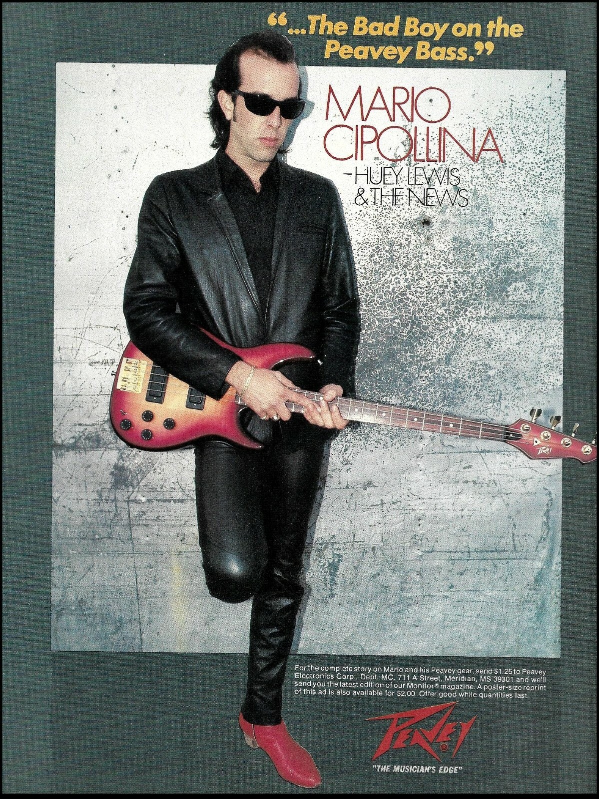 Mario Cipollina (Huey Lewis and The News) 1985 Peavey Bass Guitar advertisement