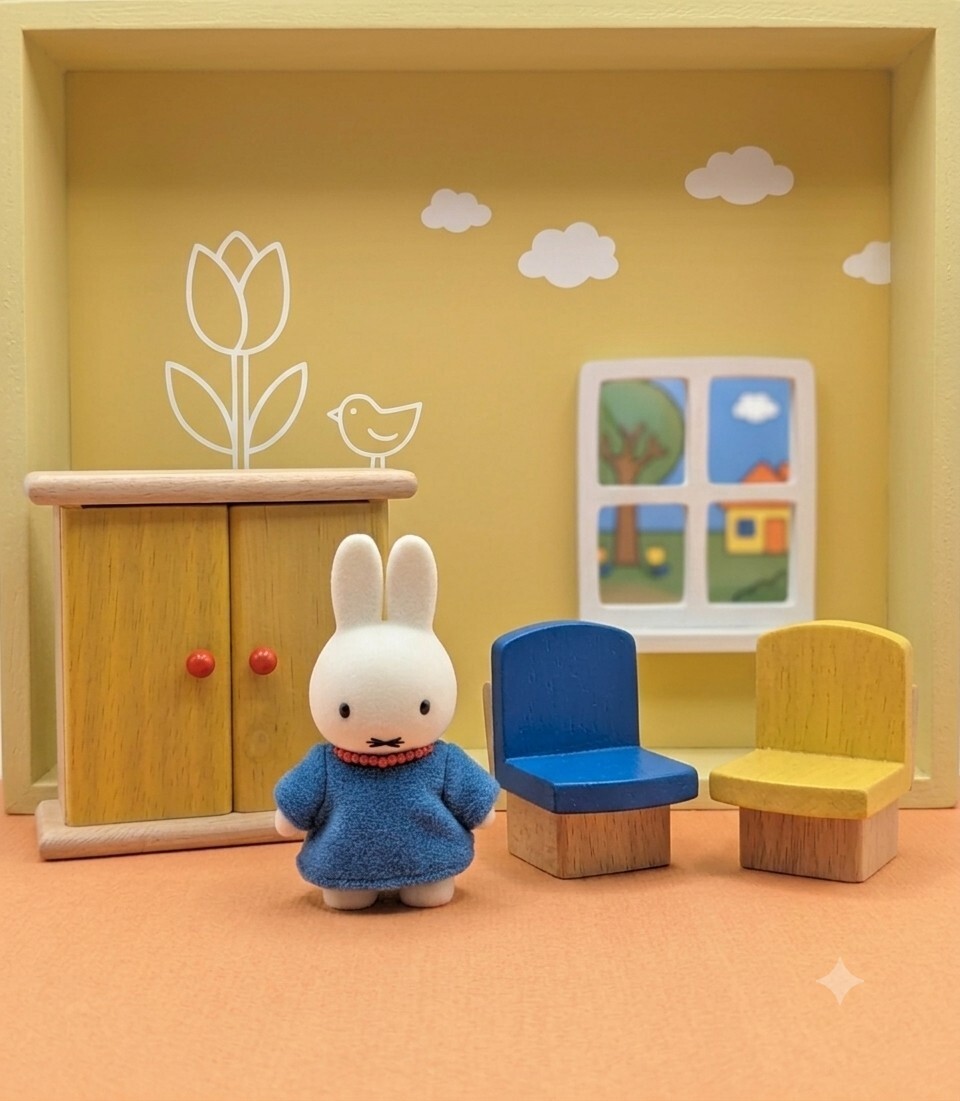 Dick Bruna Miffy Wooden Toy Doll/Wardrobe/Chair*2 set Sekiguchi Collaboration Dick Bruna Miffy Wooden Toy Doll/Wardrobe/Chair*2 set Sekiguchi Collaboration