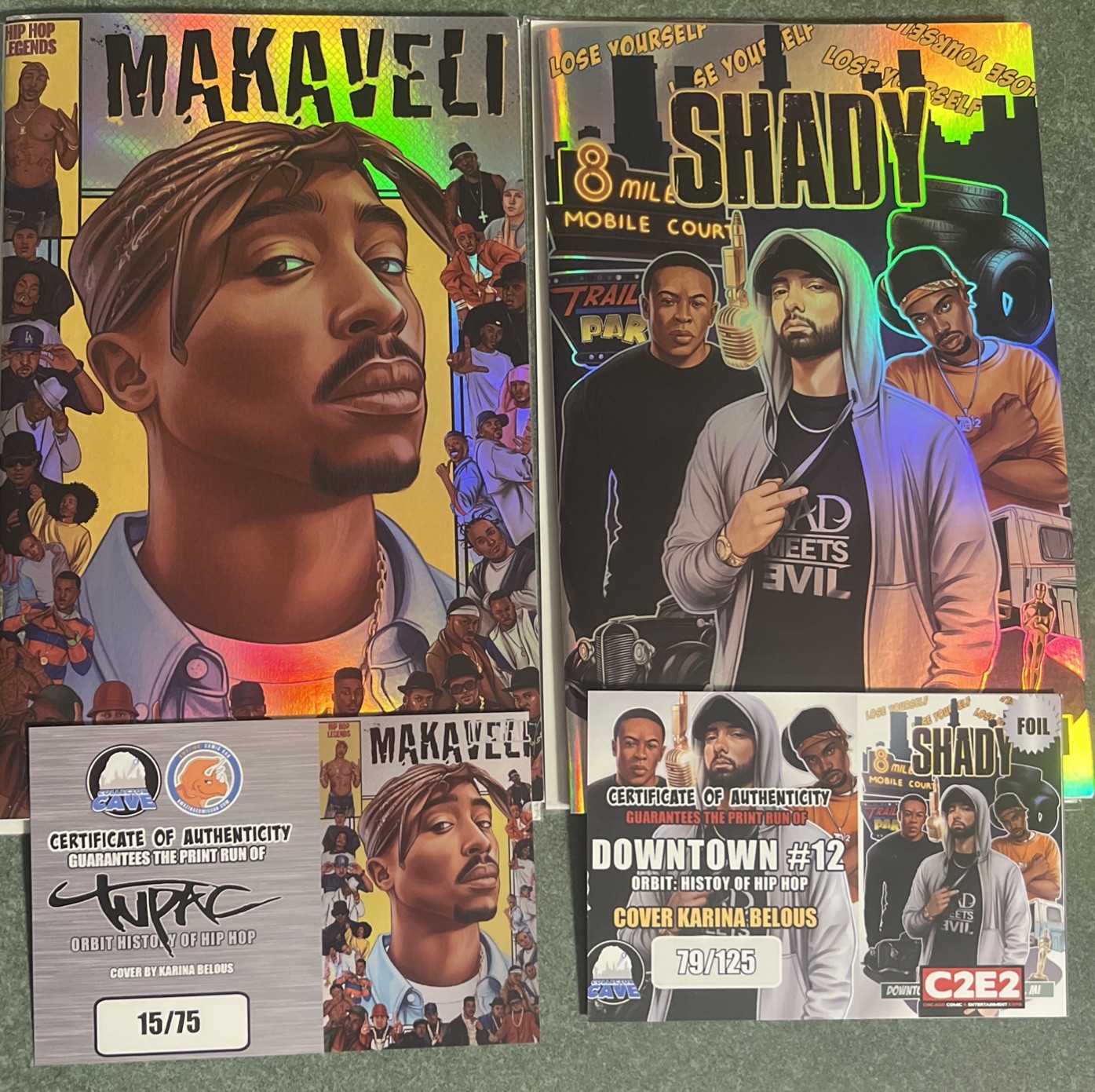 ORBIT: HISTORY OF HIP HOP: TUPAC MAKAVELI & EMINEM, DR. DRE -FOILS LTD 75 & 125