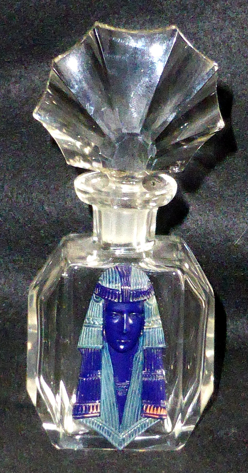 Very Rare Antique Art Deco Egyptian Revival Perfume Bottle, 1920s Very Rare Antique Art Deco Egyptian Revival Perfume Bottle, 1920s
