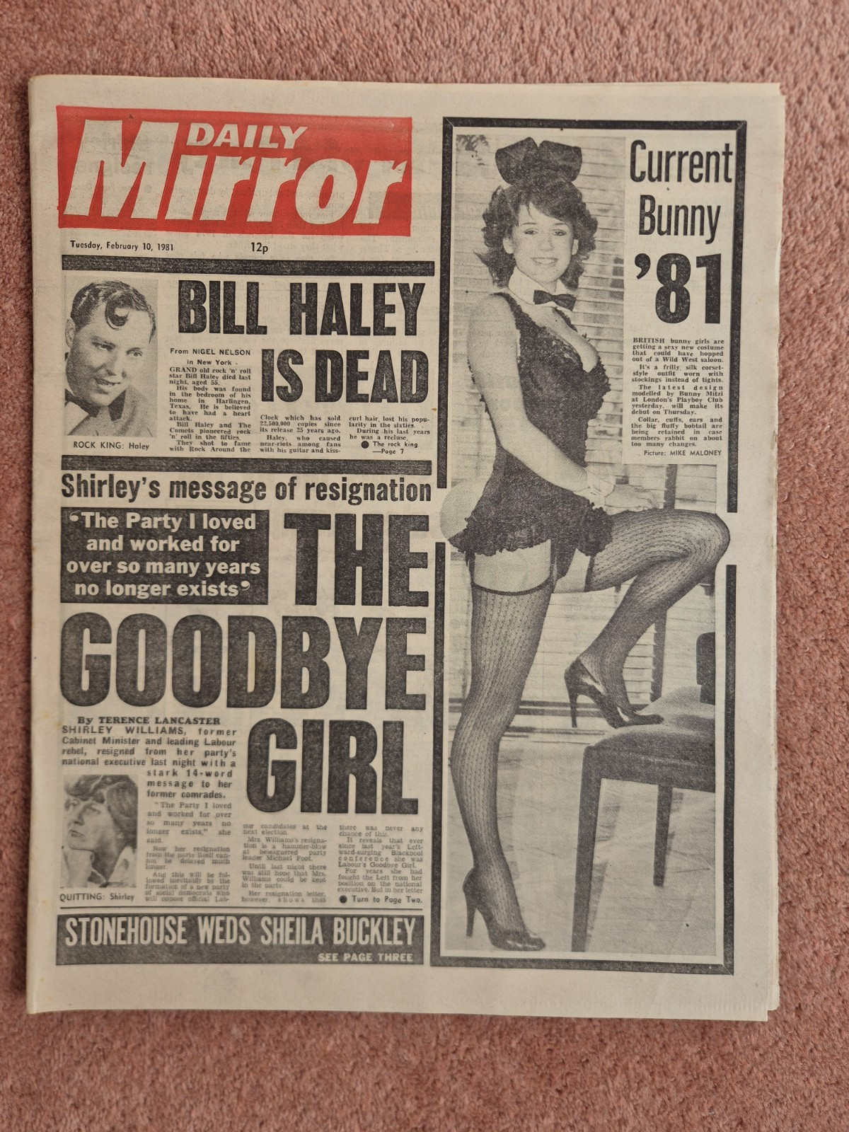 Daily Mirror Vintage Newspaper Feb 10th 1981 Bill Haley Dead / The Goodbye Girl Daily Mirror Vintage Newspaper Feb 10th 1981 Bill Haley Dead / The Goodbye Girl