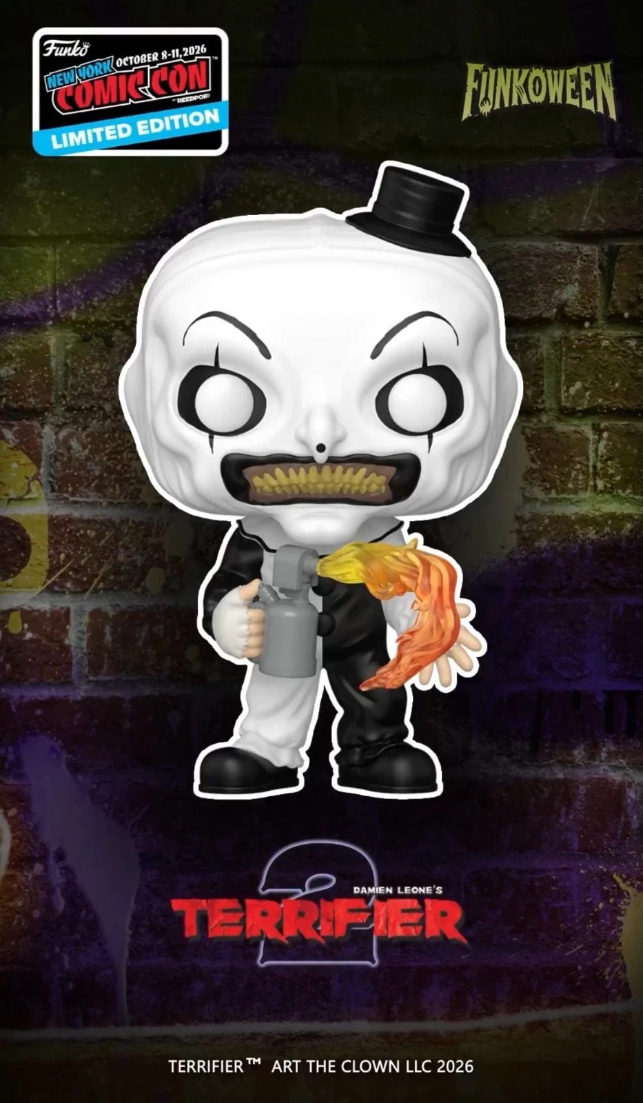 Funko Pop Terrifier: Art the Clown with Flamethrower NYCC 26