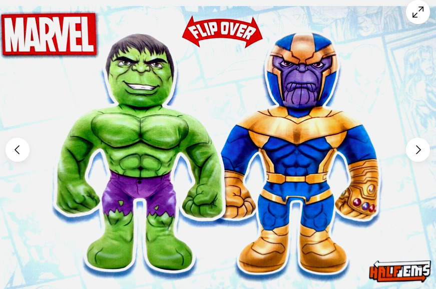 Marvel Half Ems Thanos Hulk Double Sided Pillow Plush 18\
