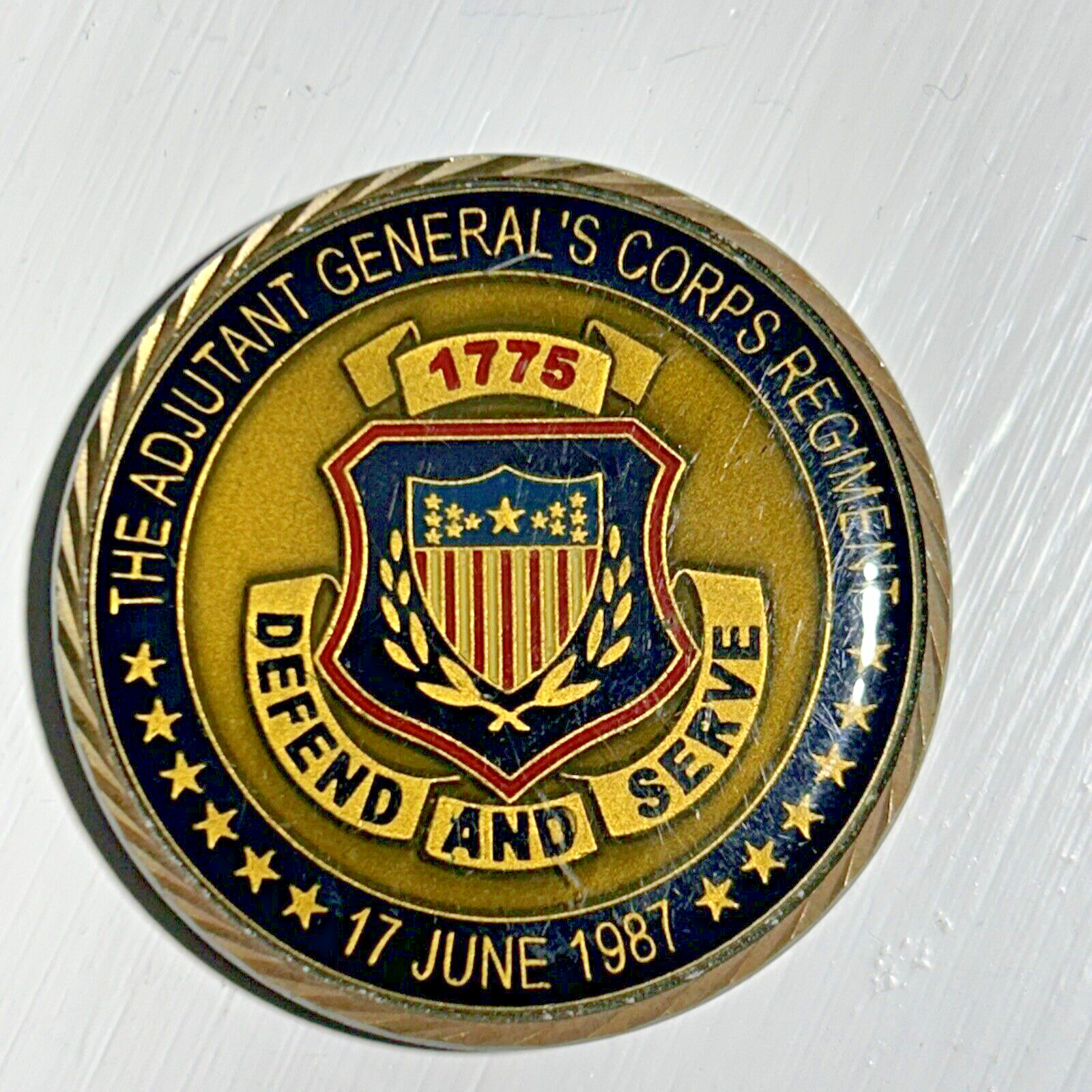1987 Adjutant Generals Corps Challenge Coin Command Regiment US Army Regimental 1987 Adjutant Generals Corps Challenge Coin Command Regiment US Army Regimental