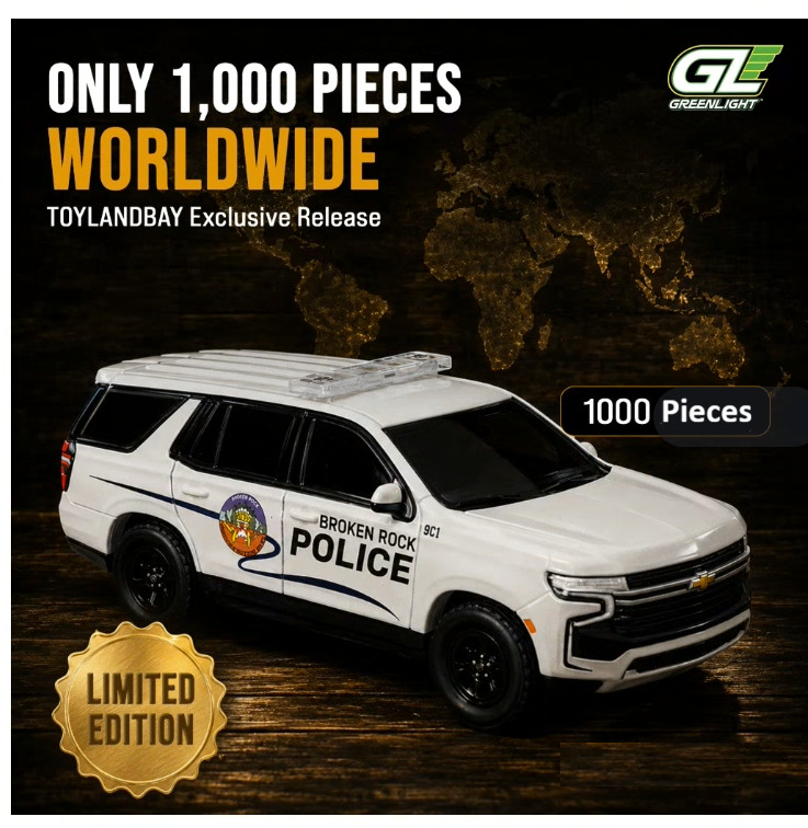 GreenLight 1:64 2021 Chevrolet Tahoe Broken Rock Police Toylandbay Exclusive GreenLight 1:64 2021 Chevrolet Tahoe Broken Rock Police Toylandbay Exclusive