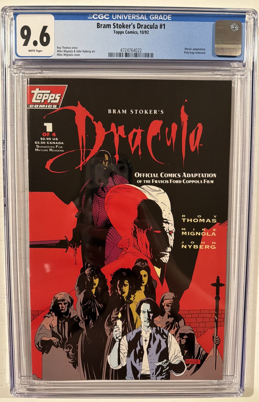 Bram Stoker's Dracula #1 CGC 9.6 Movie adaptation(1992) With Bag And Cards Bram Stoker's Dracula #1 CGC 9.6 Movie adaptation(1992) With Bag And Cards