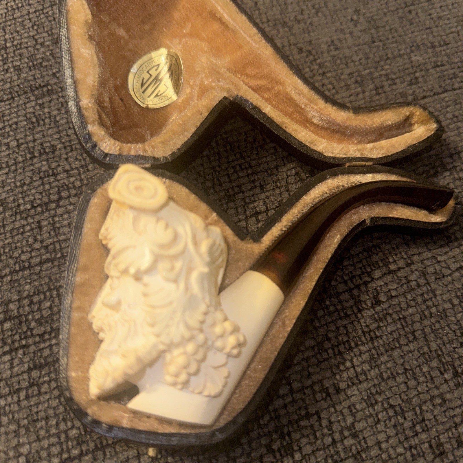Estate Find Vintage SMS Meerschaum Pipe Head w Case Estate Find Vintage SMS Meerschaum Pipe Head w Case