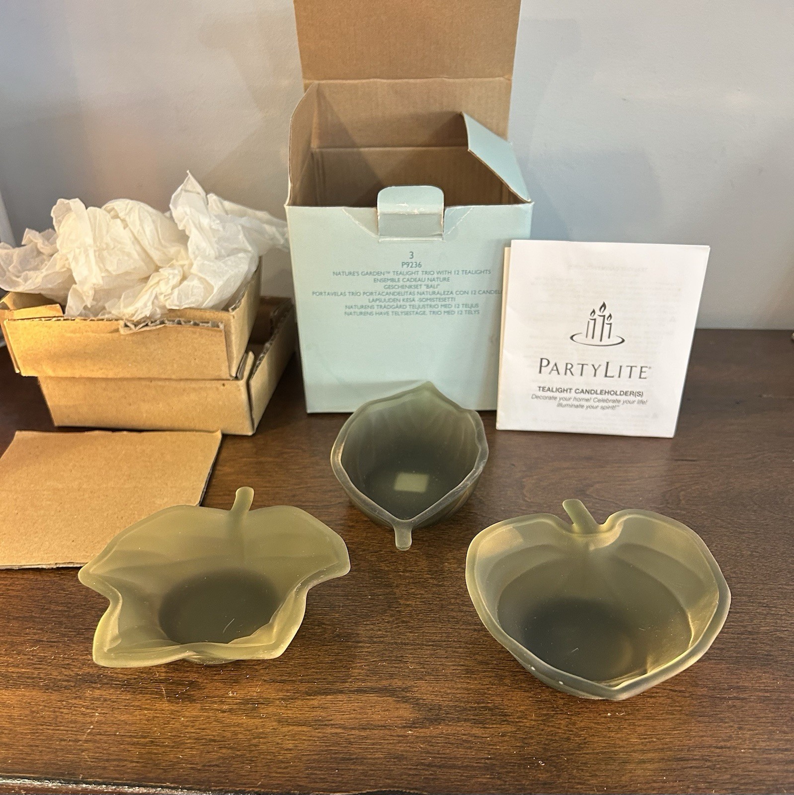 Partylite Nature's Garden Tealight Candle Holder Set of 3 Open In Box Never Used Partylite Nature's Garden Tealight Candle Holder Set of 3 Open In Box Never Used