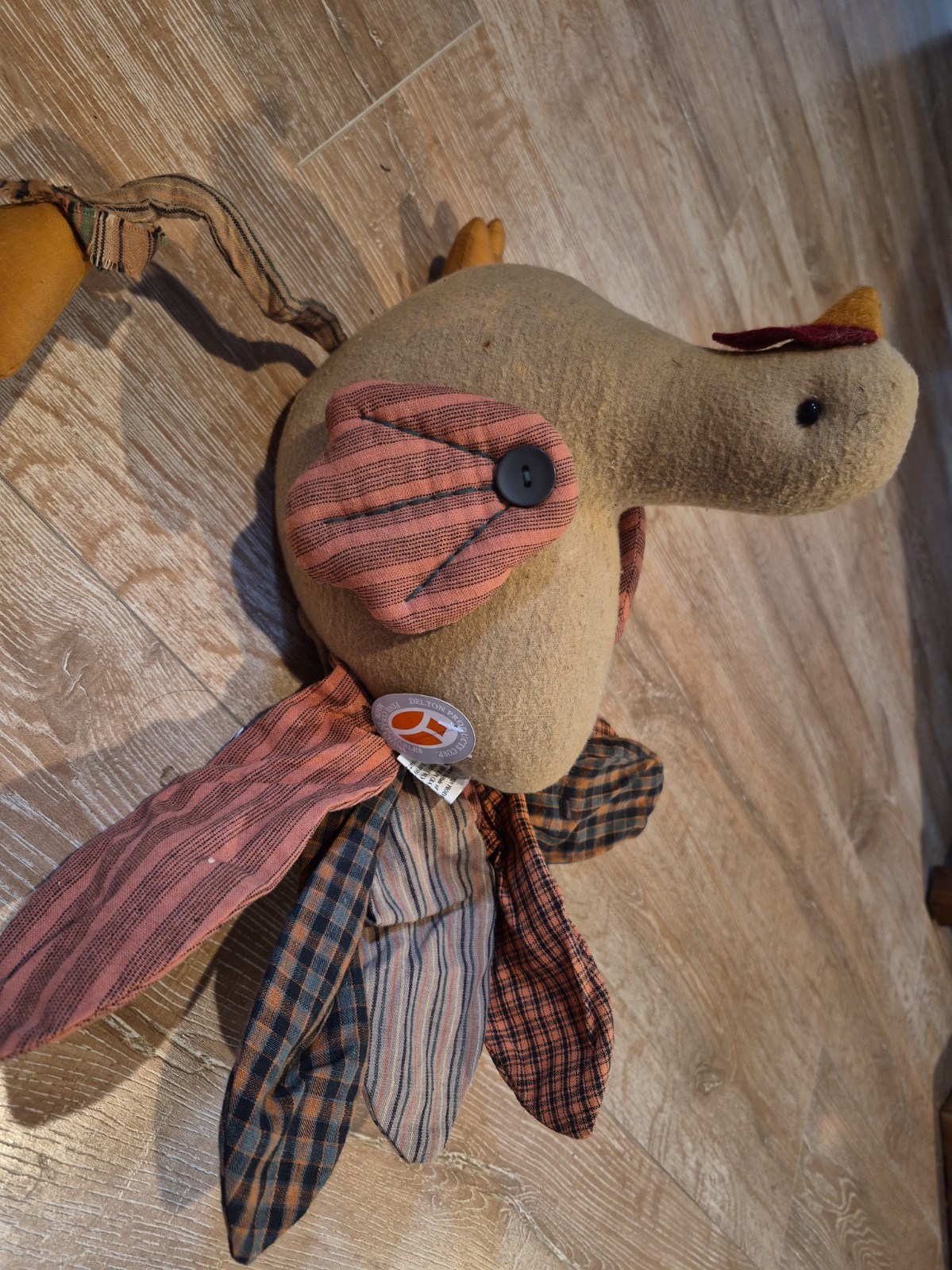 DELTON COLLECTIBLES 10" WHIMSICAL PRIMITIVE STUFFED TURKEY Sand Bottom