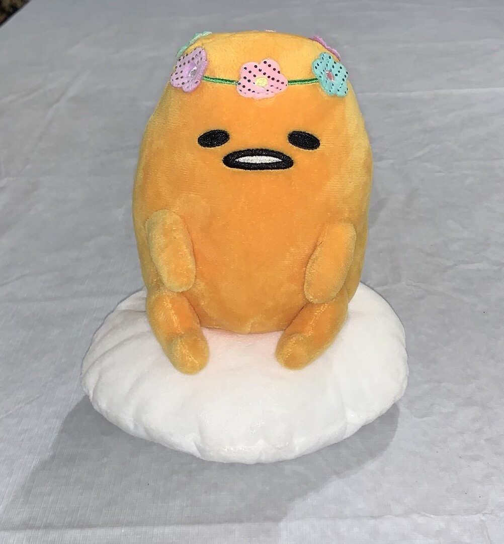 Sanrio GUDETAMA The Lazy Egg W Flower Headband Crown Stuffed Plush Spring 2023 Sanrio GUDETAMA The Lazy Egg W Flower Headband Crown Stuffed Plush Spring 2023