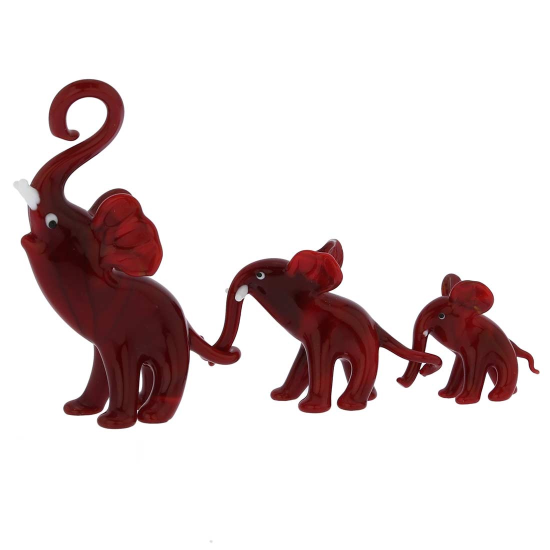 GlassOfVenice Murano Glass Elephant Family - Red GlassOfVenice Murano Glass Elephant Family - Red