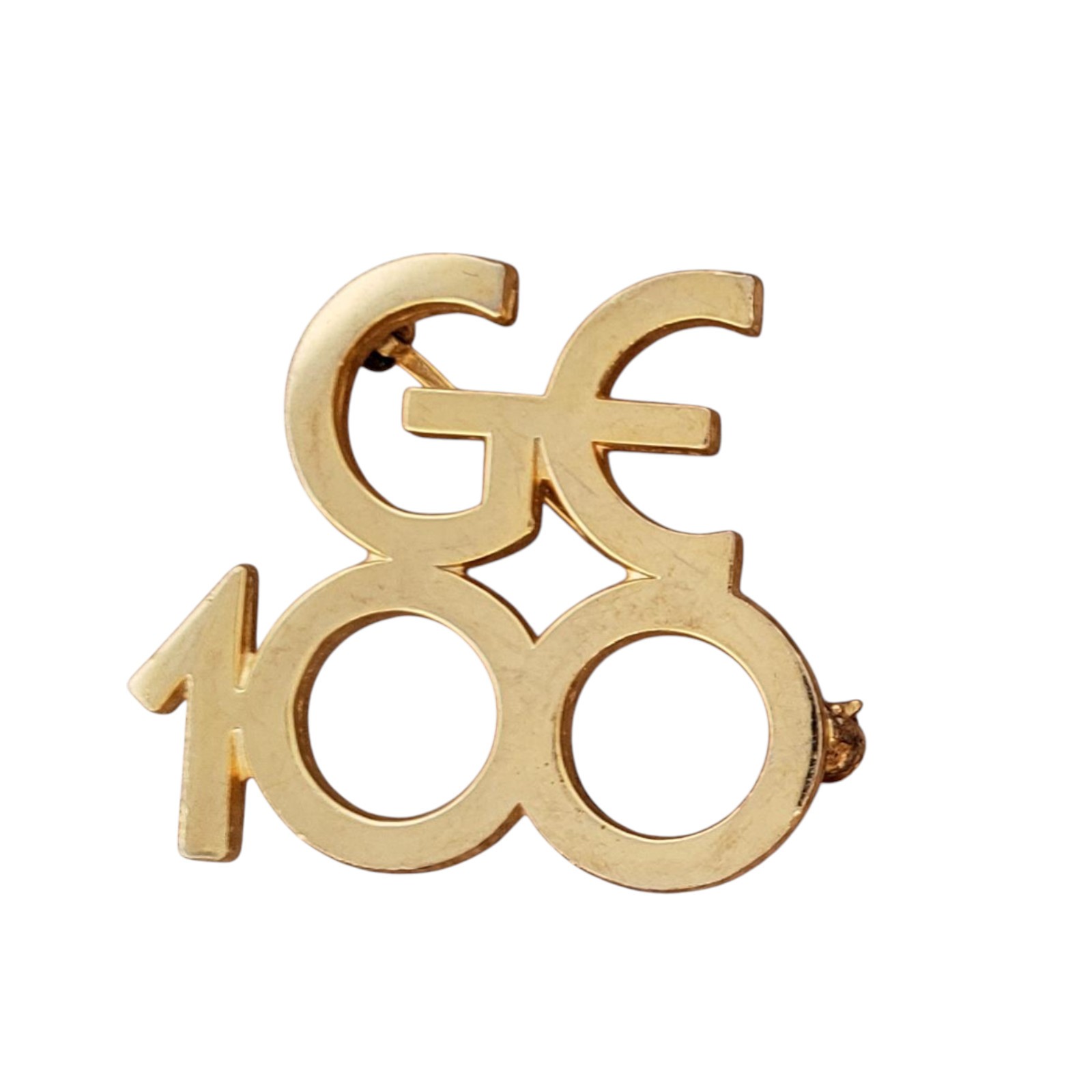 GE 100 Lapel Pin General Electric 100 Year Anniversary Service Award Gold-Tone