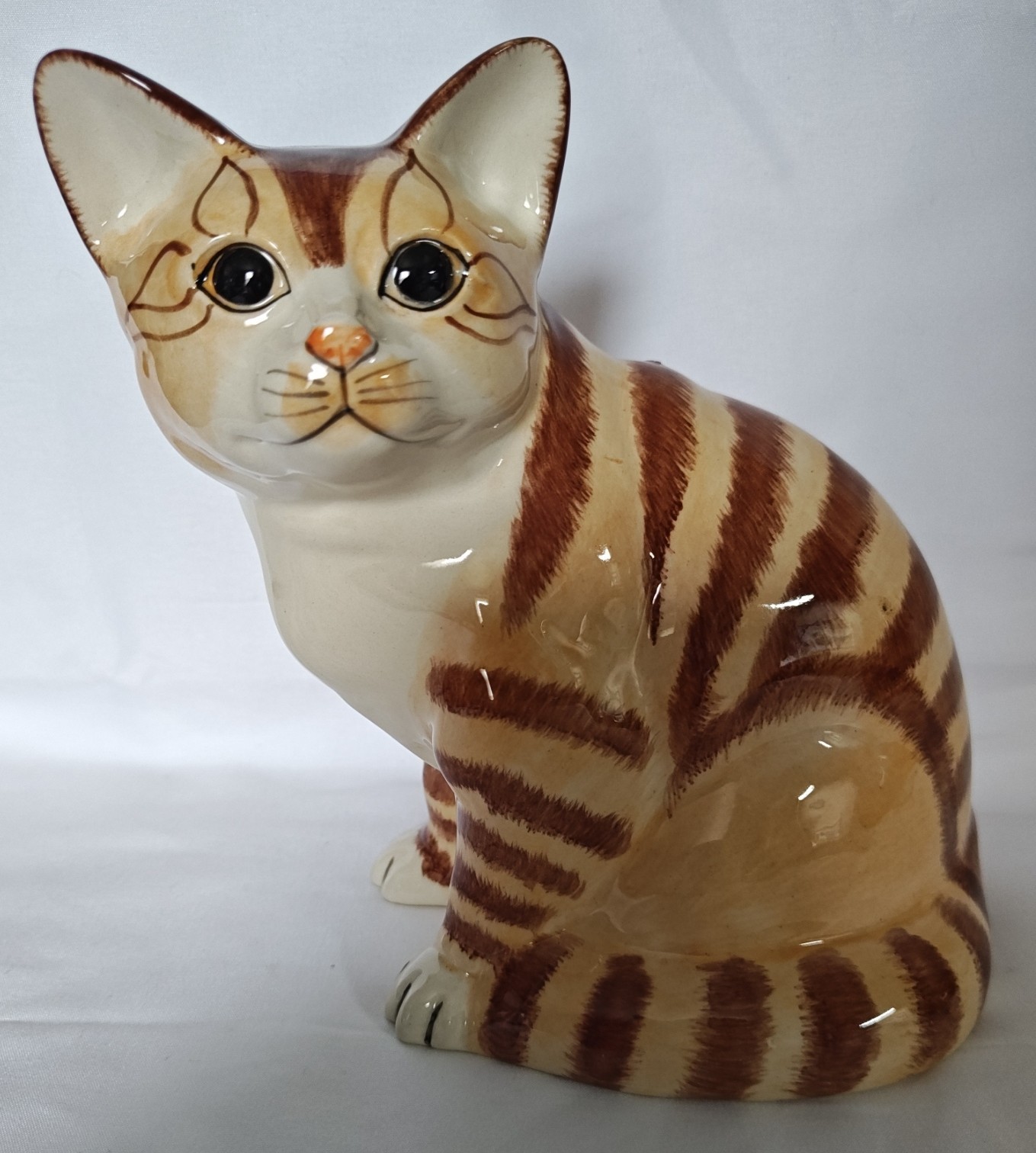 Cat Hand Painted Ceramic Bank Entirely Hand Painted For Realistic Appeal, 7.5"