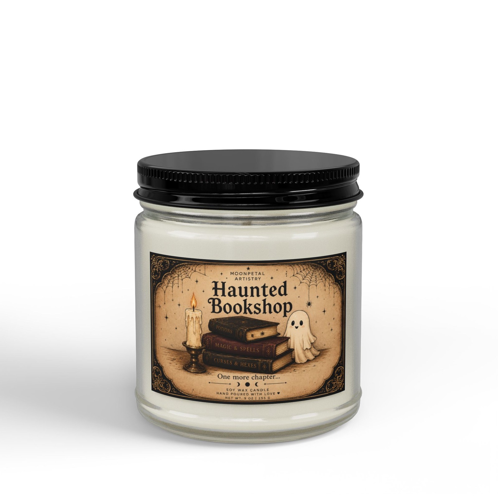 Haunted Bookshop Candle jar | Soy Candle, Amber Jar with Black Lid Haunted Bookshop Candle jar | Soy Candle, Amber Jar with Black Lid