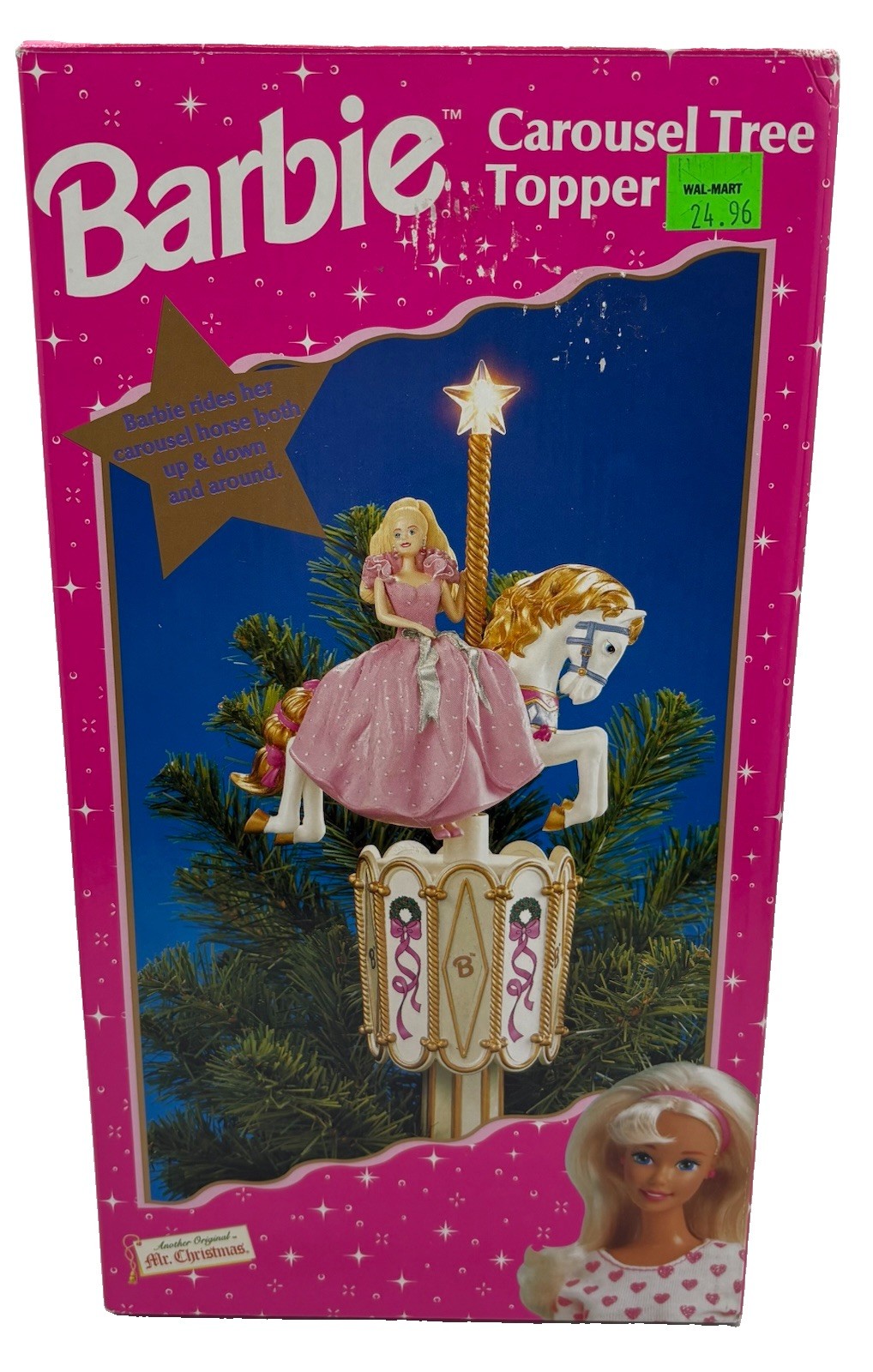 Vintage 1997 Barbie Carousel Tree Topper Mr. Christmas Mattel Open Box *TESTED