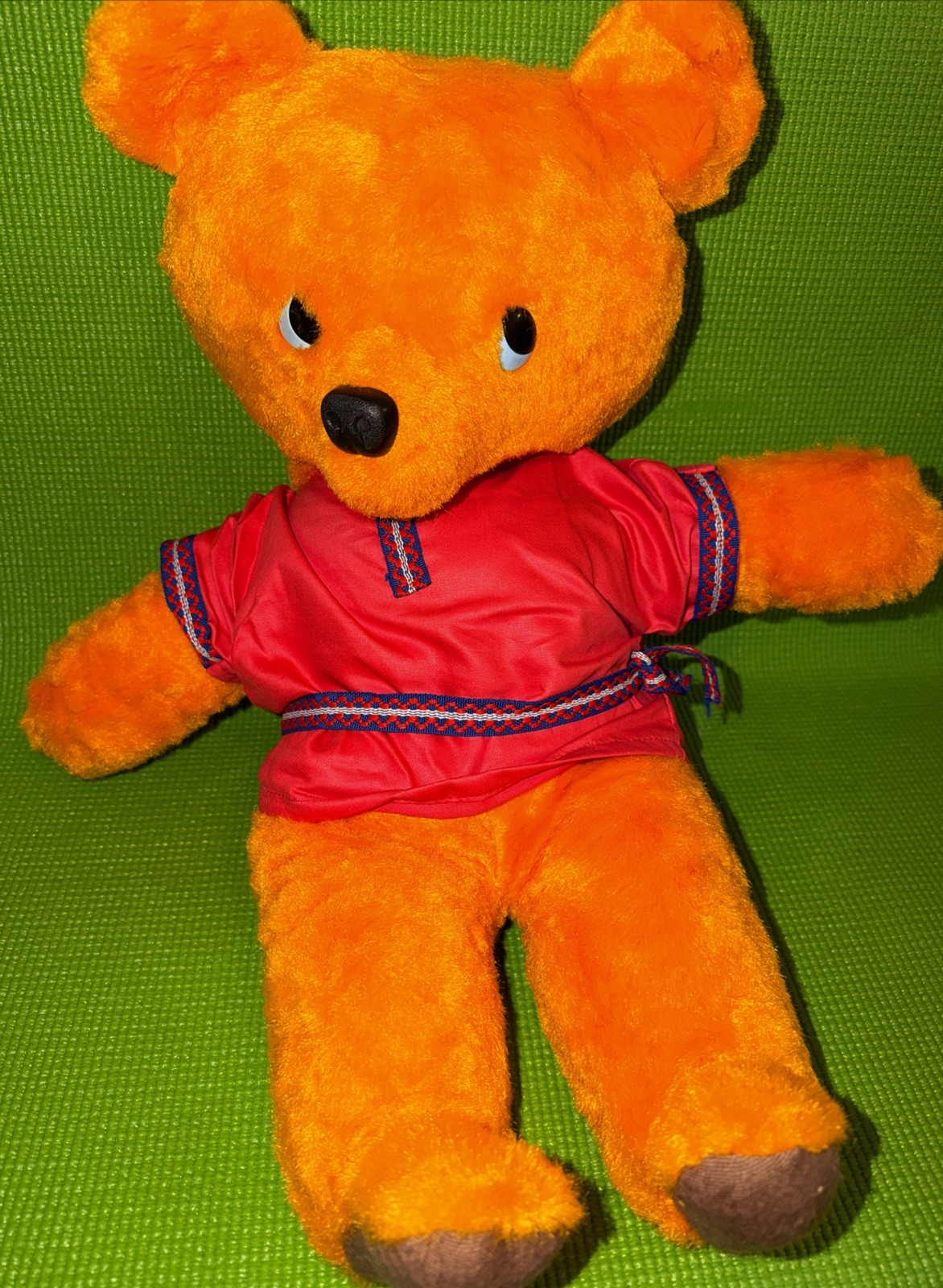 VTG Russian Soviet Slavic USSR 70s Orange Teddy Bear Red Traditional Tunic 24” VTG Russian Soviet Slavic USSR 70s Orange Teddy Bear Red Traditional Tunic 24”