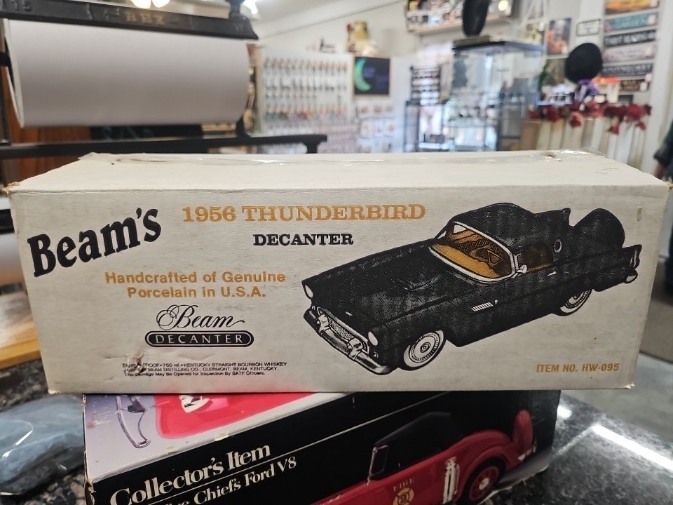 Vintage 1956 Ford Thunderbird Jim Beam Whiskey Decanter Black w/Orig Box - Empty Vintage 1956 Ford Thunderbird Jim Beam Whiskey Decanter Black w/Orig Box - Empty