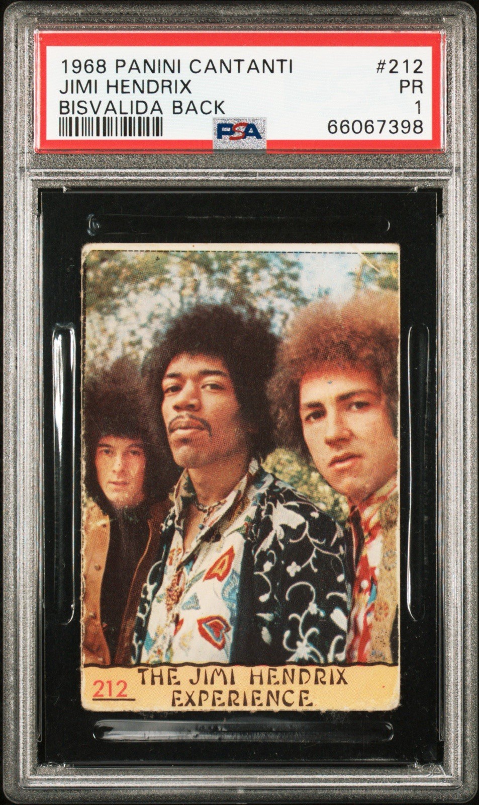 The Jimi Hendrix Experience 1968 Panini Cantanti #212 Bisvalid Back Rookie PSA 1 The Jimi Hendrix Experience 1968 Panini Cantanti #212 Bisvalid Back Rookie PSA 1