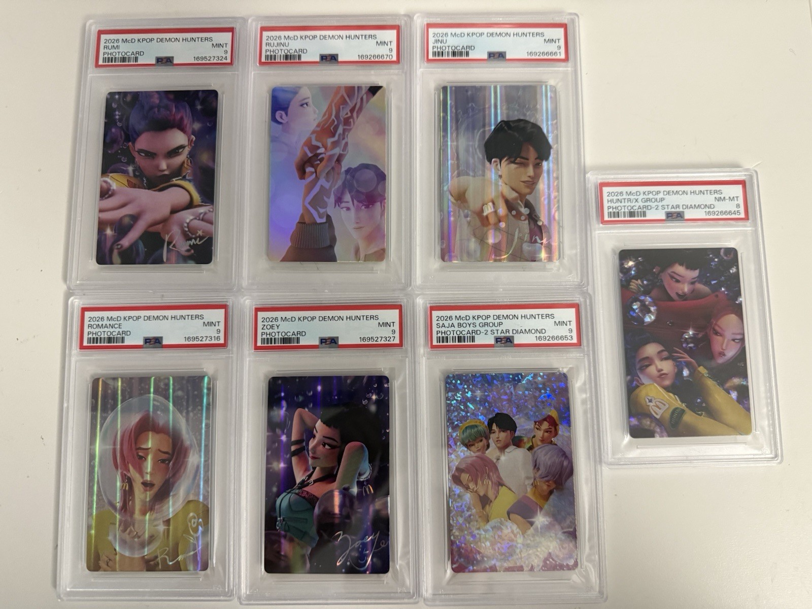 2026 MCDONALD'S KPOP DEMON HUNTERS MEAL PHOTOCARDS JINU/RUJINU/RUMI PSA 8 9 Set