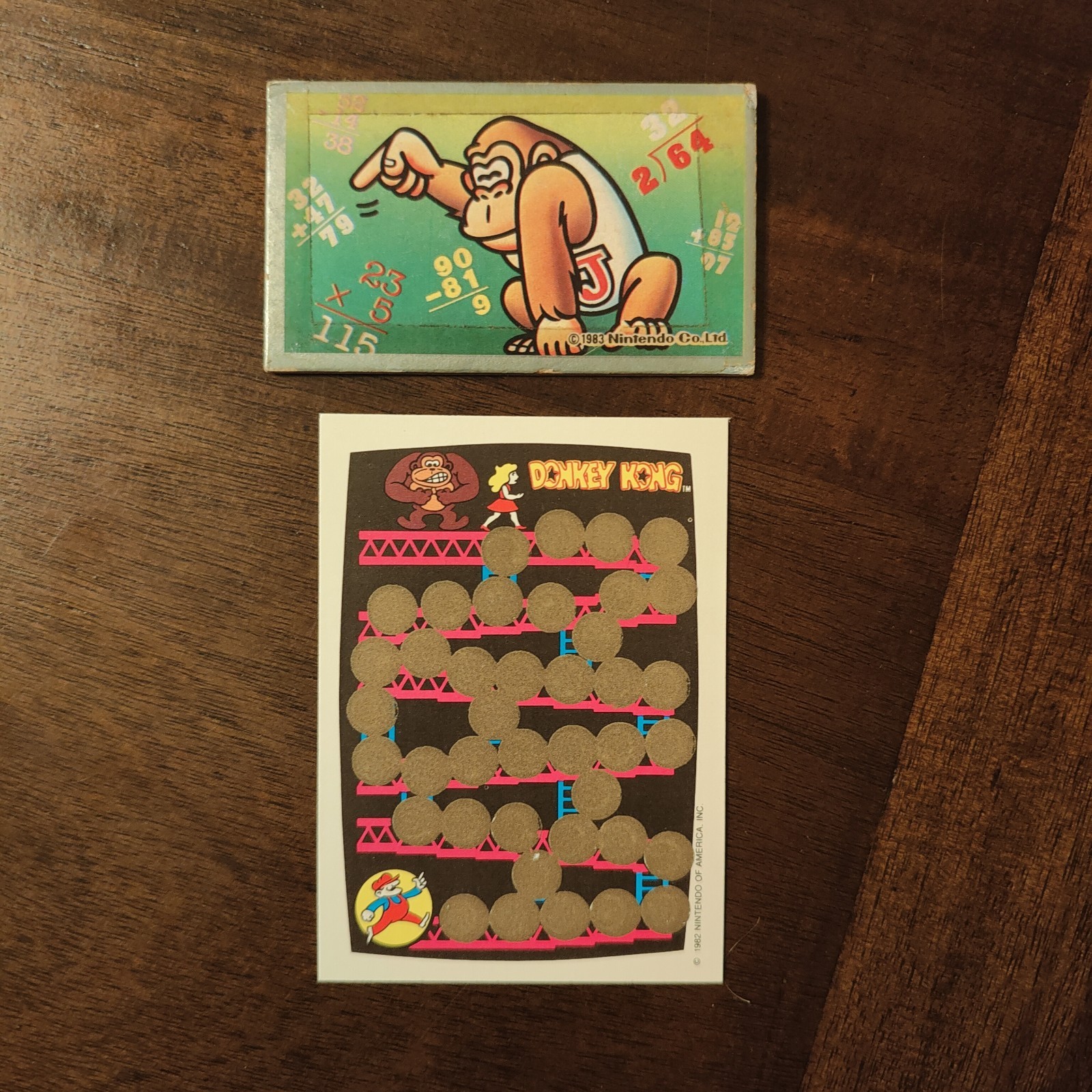 1982 & 1983 Donkey Kong Rookie Cards Nintendo screen 1 and Amada Menko Japan