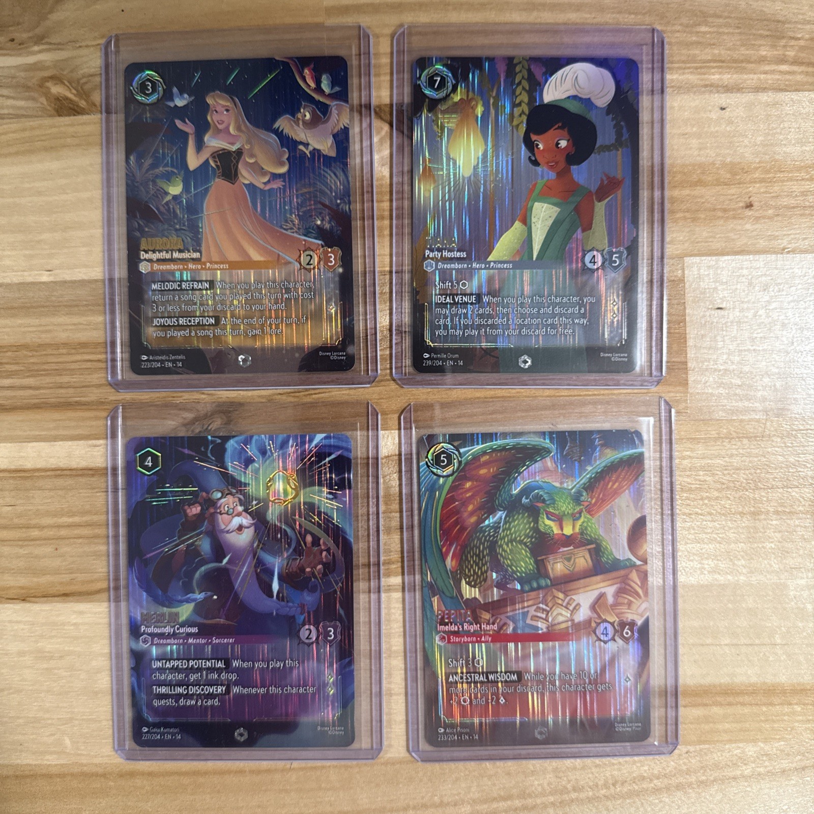 Disney Lorcana Hyperia City Enchanted Lot (4) Aurora, Merlin, Tiana, Pepita 🔥 Disney Lorcana Hyperia City Enchanted Lot (4) Aurora, Merlin, Tiana, Pepita 🔥