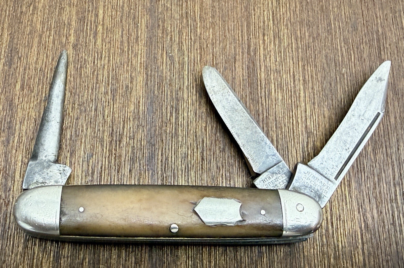 Vintage Hibbard Spencer Bartlett Pocketknife Bone Handle Vintage Hibbard Spencer Bartlett Pocketknife Bone Handle