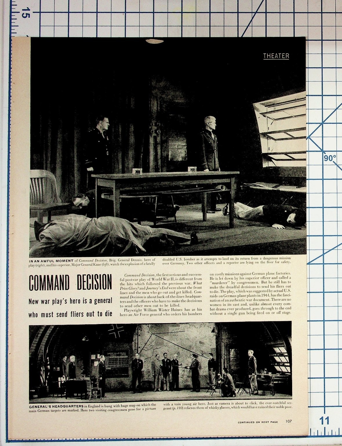 Vintage 1947 LIFE Magazine Article WWII Play Command Decision Ephemera Vintage 1947 LIFE Magazine Article WWII Play Command Decision Ephemera