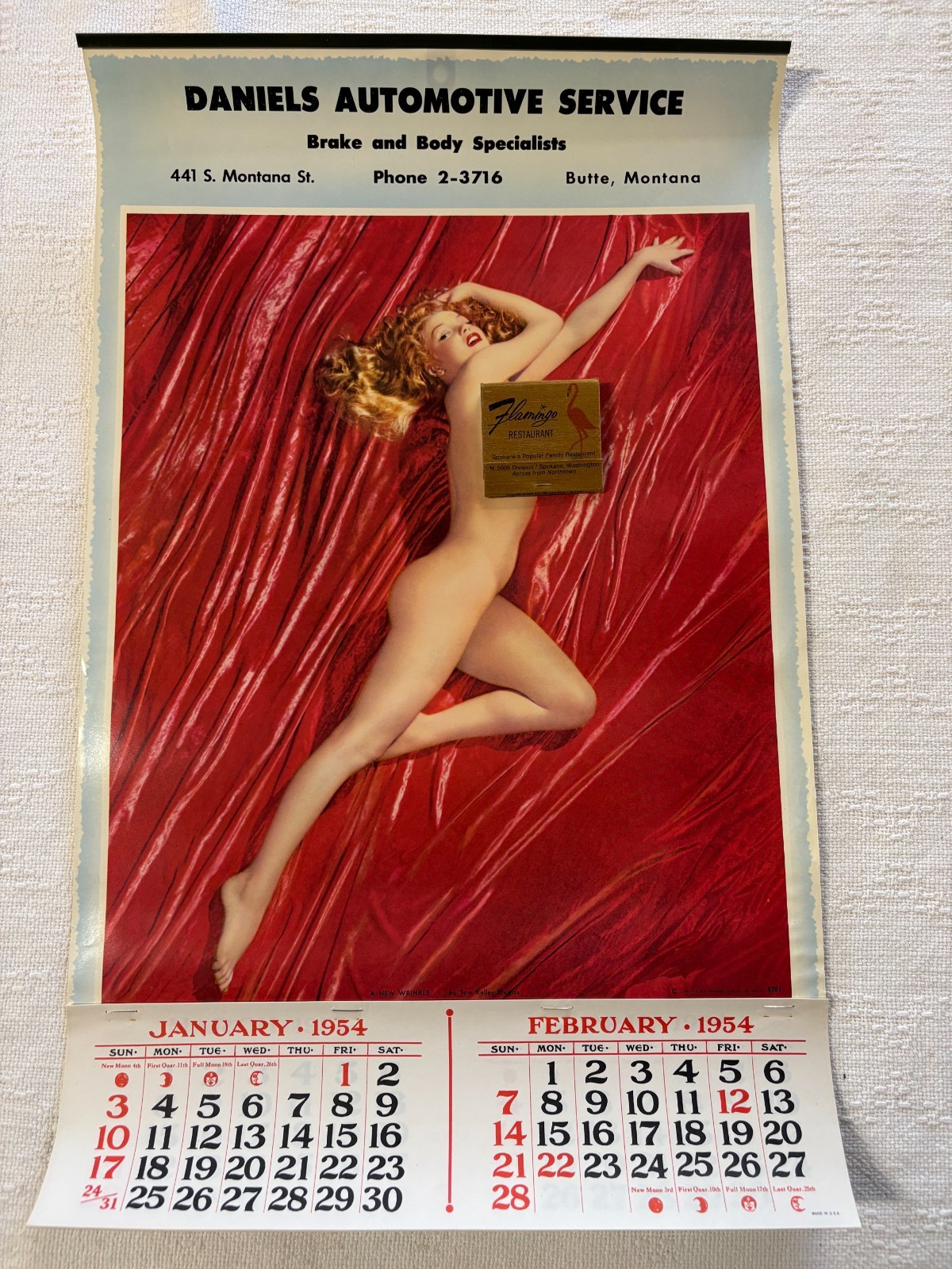 Original 1954 Marilyn Monroe Calendar 'A New Wrinkle' Tom Kelley Western Litho Original 1954 Marilyn Monroe Calendar 'A New Wrinkle' Tom Kelley Western Litho