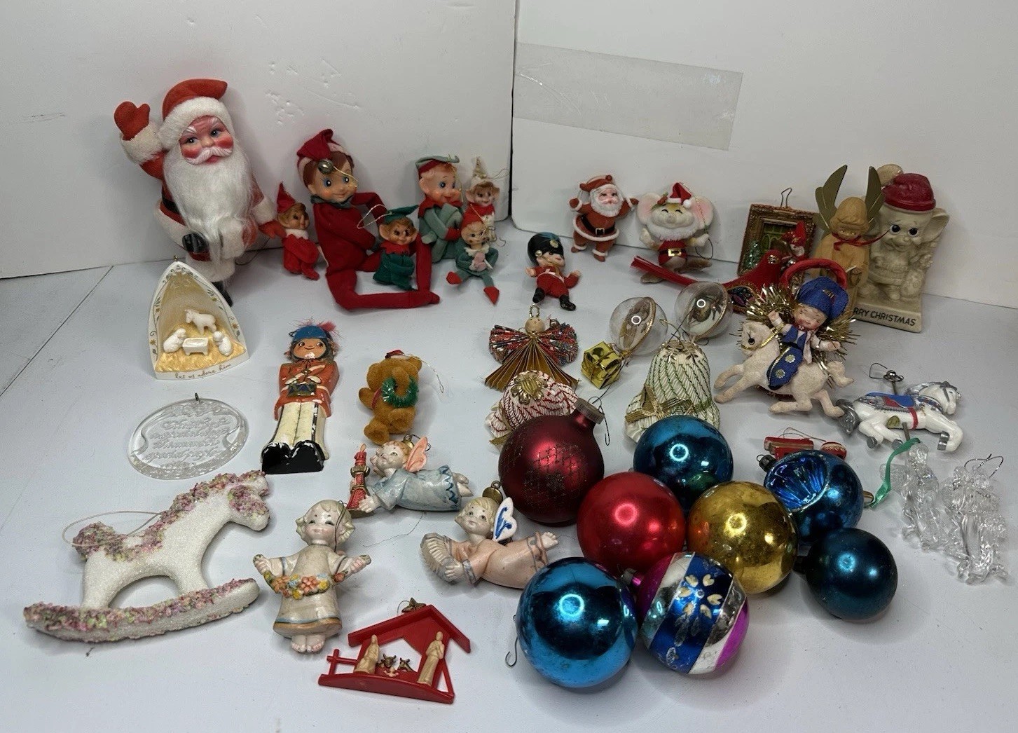 Vintage Christmas Decoration Ornament Lot Bent Knee Pixies MCM Era Vintage Christmas Decoration Ornament Lot Bent Knee Pixies MCM Era