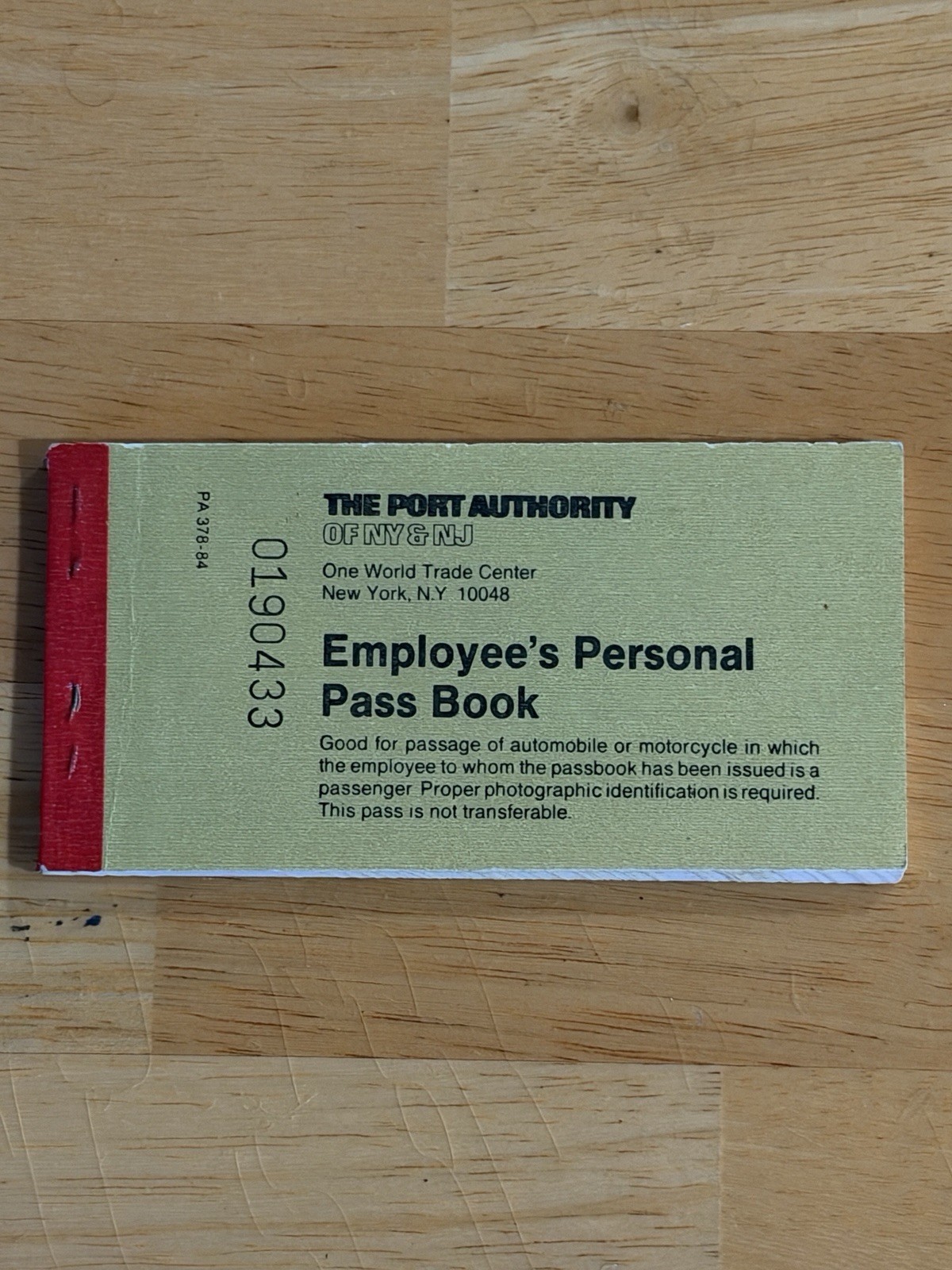 Vintage WTC One World Trade Center Employee Pass Book Port Authority NY NJ