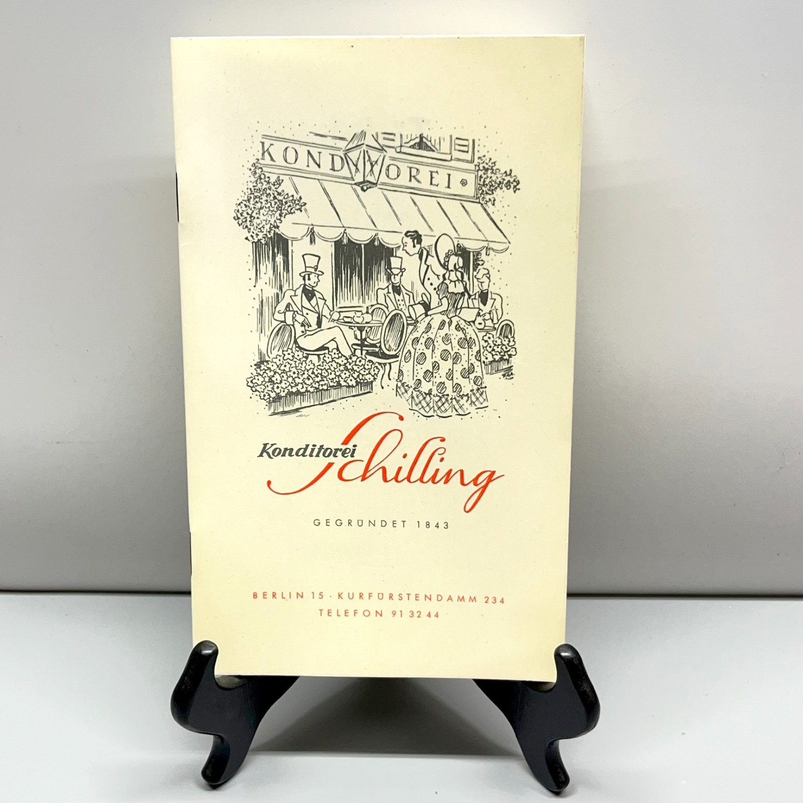 VTG 1940s Menu Konditorei Schilling Berlin Germany Pastry Shop Coffeehouse Cafe